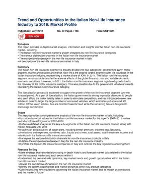 Trend and Opportunities in the Italian Non-Life Insurance
