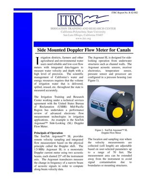 Side Mounted Doppler Flow Meter for Canals