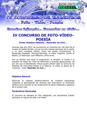 Bases IV Concurso de Talentos Foto-Vídeo-Poesía