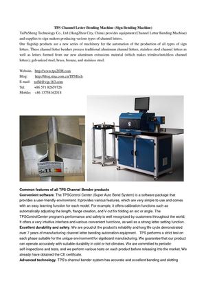 TPS Channel Letter Bending Machine Auto Bender CNC Bender