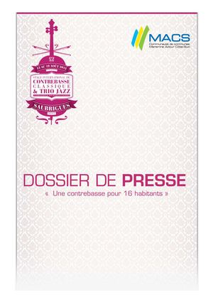 Dossier de presse Stage International de Contrebasse Classique et Trio Jazz