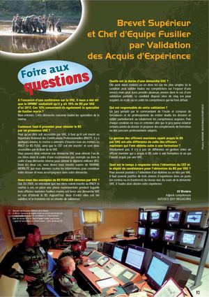 Brevet Supérieur et Chef d’Equipe Fusilier par Validation des Acquis d’Expérience