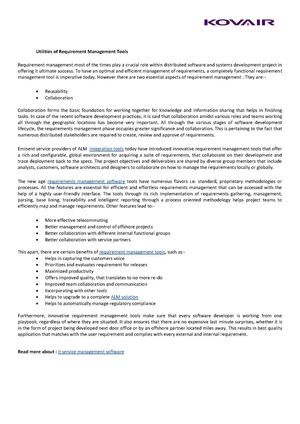 Utilities of Requirement Management Tools