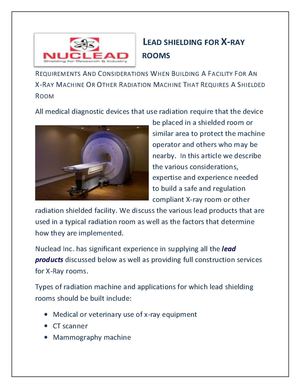 Lead Shielding Requirements When Building X-Ray Room