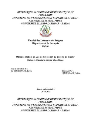 REPUBLIQUE ALGERIENNE DEMOCRATIQUE ET POPULAIREMINISTERE DE L