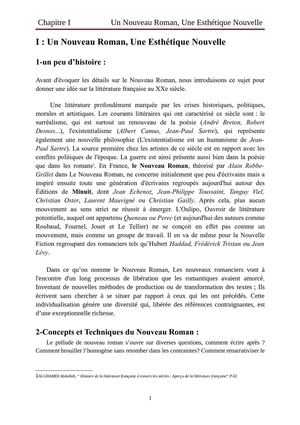 Chapitre II                                                            Un Nouveau Roman Une Esthétique Nouvelle (Enregistré automatiquement)