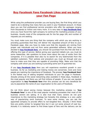 Buy Facebook Fans Facebook Likes and we build your Fan Page