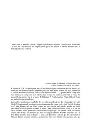 Récit anachronique - Daniel Timsit