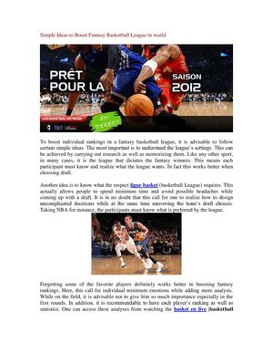 Simple Ideas to Boost Fantasy Basketball League in world
