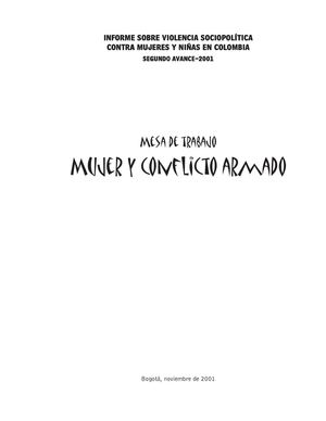 Informe sobre violencia sociopolítica contra mujeres y niñas en Colombia, segundo avance - 2001