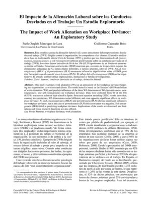 El Impacto de la Alienación Laboral sobre las Conductas Desviadas en el Trabajo.