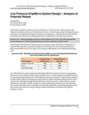 Low Pressure Drip Micro System Design