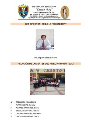 RELACION DE DOCENTES PRIMARIA