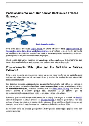Posicionamiento Web: Que son los Backlinks o Enlaces Externos