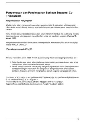 Pengemasan dan Penyimpanan Sediaan Suspensi Co- Trimosazole