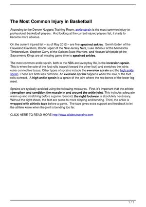 The Most Common Injury in Basketball