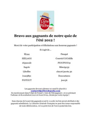 Et voici les résultats de notre quiz de l'été !!
