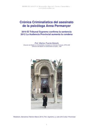 REVISTA ICG Nº 10 Especial Jurisprudencia.-  Crónica Criminalística del asesinato de la psicóloga Anna Permanyer