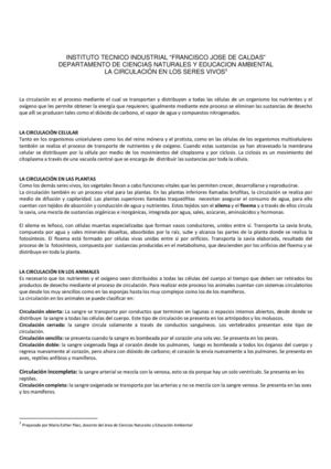 La circulación en los seres vivos