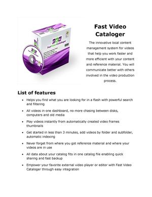 Fast Video Cataloger Documentation