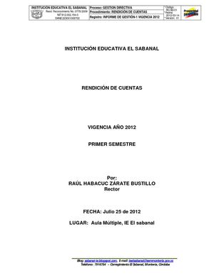 RENDICIÓN DE CUENTAS 2012 SEMESTRE 1