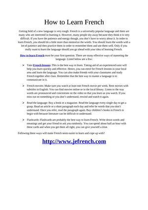 How to Learn French