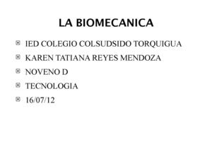 biomecanica en el uso de artefactos mecanicos