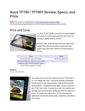 asus tf700 vs ipad 3