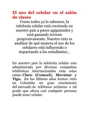 El uso del celular en el salón de clases