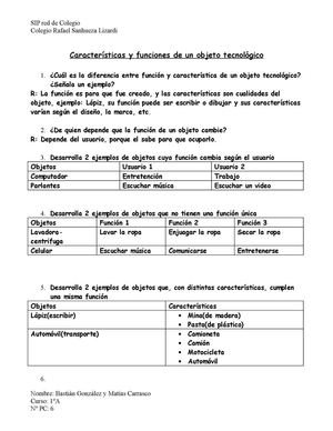 Características y funciones de un objeto