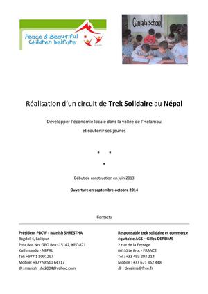  Projet de Trek Solidaire au Népal - mécénat