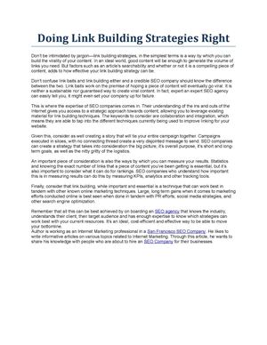 Doing Link Building Strategies Right
