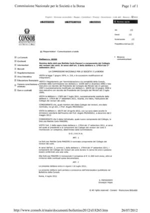 Delibera Consob