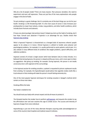 Does Hypnosis help quit smoking