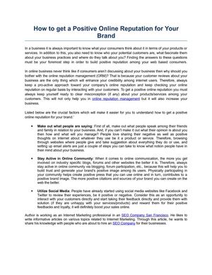 How to get a Positive Online Reputation for Your Brand