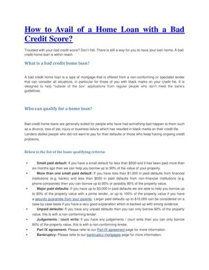 i need a home loan with bad credit