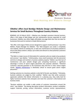 Local Web Design Bendigo Team. CMather Web Development and Website Maintenance