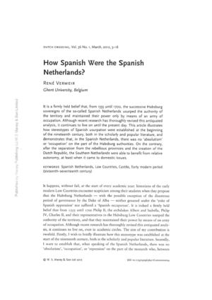 How Spanish were the Spanish Netherlands? / Rene Vermeir