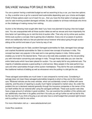 SALVAGE Vehicles FOR SALE IN INDIA