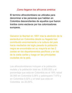 como llegaron los africanos america