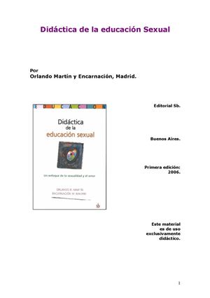 Didáctica de la Educación Sexual-Cap I -Martín y Madrid