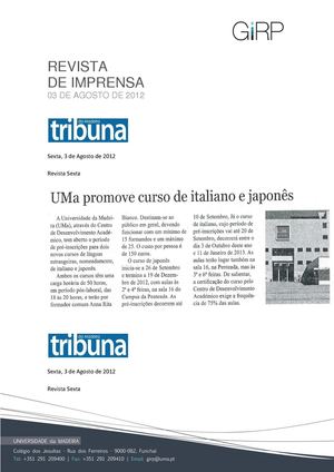 Revista de Imprensa de 03 Agosto de 2012