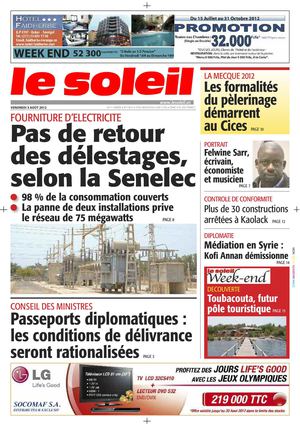 Edition du 3 août 2012