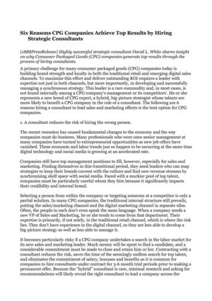 Six Reasons CPG Companies Achieve Top Results by Hiring Strategic Consultants 