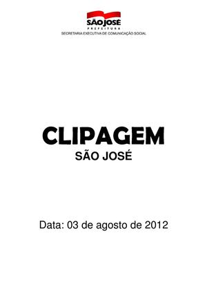 Clipagem São José 03/08/2012