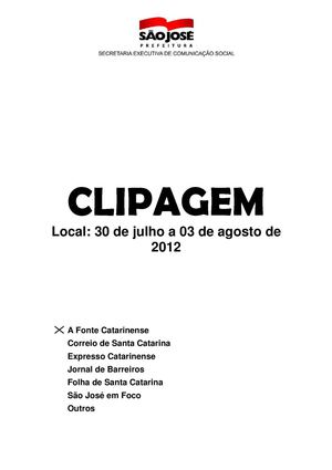Clipagem A Fonte Catarinense 30.07 a 03.08.2012