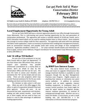 2011 February Lac qui Parle Soil and Water Conservation District Newsletter 