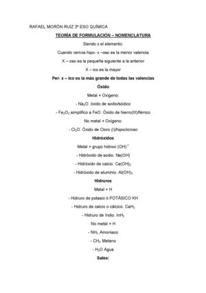 Química. FORMULACIÓN Y NOMENCLATURA
