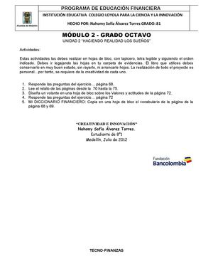 Taller Módulo 2 Unidad 2 Haciendo Realidad Los Sueños