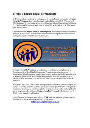 La seguridad social de Venezuela